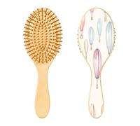 SKYSHU Hot Air Balloons - Cepillo de pelo de madera natural con cómodas cerdas de madera, desenreda y estiliza, cepillo ovalado para mujeres, hombres y niños, todo tipo de cabello (cabello seco y