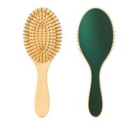 SKYSHU Hunter - Cepillo de pelo de madera natural con cerdas de madera cómoda, desenredante y peinado, ovalado, para mujeres, hombres y niños, para todo tipo de cabello (pelo