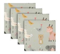 SKYSHU Juego de 4 servilletas de tela de animales de granja, reutilizables, lavables, servilletas de mesa de gran tamaño para familia, boda, cena, fiesta, decoración del hogar, 20 pulgadas