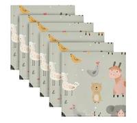 SKYSHU Juego de 6 servilletas de tela de animales de granja, reutilizables, lavables, servilletas de mesa de gran tamaño para familia, boda, cena, fiesta, decoración del hogar, 20 pulgadas