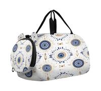 SKYSHU Magic Evil Eye - Bolsa grande impermeable para fin de semana, correa de hombro desmontable, bolsa de gimnasio con compartimento para zapatos y bolsillo húmedo