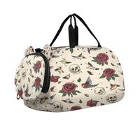 SKYSHU Old School Tattoo - Bolsa grande impermeable para fin de semana, correa de hombro desmontable, bolsa de gimnasio con compartimento para zapatos y bolsillo húmedo
