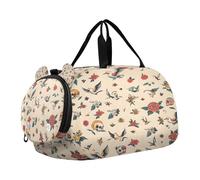 SKYSHU Old School Tattoo - Bolsa grande impermeable para fin de semana, correa de hombro desmontable, bolsa de gimnasio con compartimento para zapatos y bolsillo húmedo