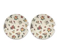 SKYSHU Old School Tattoo - Juego de 2 posavasos redondos de coche para bebidas, soporte de taza de cerámica absorbente con base de corcho y agarre para la punta de los dedos para una fácil limpieza en