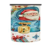SKYSHU Recipientes herméticos de almacenamiento de alimentos de Papá Noel de Navidad de 900 ml, botes de café de acero inoxidable con tapa de bloqueo al vacío para organización de cocina, grano de