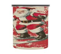 SKYSHU Recipientes herméticos de almacenamiento de alimentos de Papá Noel de Navidad de 900 ml, botes de café de acero inoxidable con tapa de bloqueo al vacío para organización de cocina, grano de
