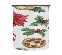 SKYSHU Recipientes herméticos de almacenamiento de alimentos para galletas de Navidad, 900 ml, botes de café de acero inoxidable con tapa de bloqueo al vacío para organización de cocina, grano de café