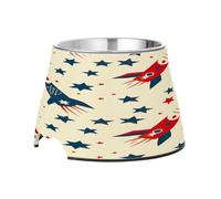 SKYSHU Rocket Star - Cuencos elevados para perros, prevención de la enfermedad de las vértebras, soporte elevado para perros y gatos con cuencos extraíbles de acero inoxidable, antideslizante a prueba