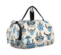 SKYSHU Scandinavian Viking - Bolsa grande impermeable para fin de semana, correa de hombro desmontable, bolsa de gimnasio con compartimento para zapatos y bolsillo húmedo