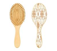 SKYSHU Talavera mexicano - Cepillo de madera natural con cómodas cerdas de madera, desenreda y estiliza el pelo ovalado para mujeres, hombres y niños, todo tipo de cabello (cabello seco y dañado)