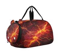 SKYSHU Thunder Lighting - Bolsa grande impermeable para fin de semana, correa de hombro desmontable, bolsa de gimnasio con compartimento para zapatos y bolsillo húmedo