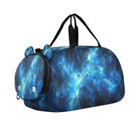 SKYSHU Thunder Lighting - Bolsa grande impermeable para fin de semana, correa de hombro desmontable, bolsa de gimnasio con compartimento para zapatos y bolsillo húmedo