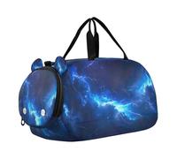 SKYSHU Thunder Lighting - Bolsa grande impermeable para fin de semana, correa de hombro desmontable, bolsa de gimnasio con compartimento para zapatos y bolsillo húmedo