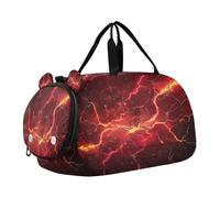 SKYSHU Thunder Lighting - Bolsa grande impermeable para fin de semana, correa de hombro desmontable, bolsa de gimnasio con compartimento para zapatos y bolsillo húmedo