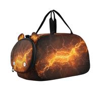 SKYSHU Thunder Lighting - Bolsa grande impermeable para fin de semana, correa de hombro desmontable, bolsa de gimnasio con compartimento para zapatos y bolsillo húmedo