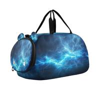 SKYSHU Thunder Lighting - Bolsa grande impermeable para fin de semana, correa de hombro desmontable, bolsa de gimnasio con compartimento para zapatos y bolsillo húmedo