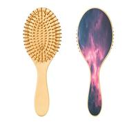 SKYSHU Thunder Lighting - Cepillo de madera natural con cómodas cerdas de madera, cepillo ovalado para desenredar y peinar para mujeres, hombres y niños, todo tipo de cabello (cabello seco y dañado)