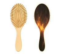 SKYSHU Thunder Lighting - Cepillo de madera natural con cómodas cerdas de madera, cepillo ovalado para desenredar y peinar para mujeres, hombres y niños, todo tipo de cabello (cabello seco y dañado)