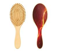 SKYSHU Thunder Lighting - Cepillo de madera natural con cómodas cerdas de madera, cepillo ovalado para desenredar y peinar para mujeres, hombres y niños, todo tipo de cabello (cabello seco y dañado)