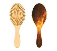 SKYSHU Thunder Lighting - Cepillo de madera natural con cómodas cerdas de madera, cepillo ovalado para desenredar y peinar para mujeres, hombres y niños, todo tipo de cabello (cabello seco y dañado)