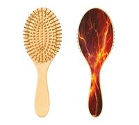 SKYSHU Thunder Lighting - Cepillo de madera natural con cómodas cerdas de madera, cepillo ovalado para desenredar y peinar para mujeres, hombres y niños, todo tipo de cabello (cabello seco y dañado)