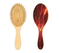 SKYSHU Thunder Lighting - Cepillo de madera natural con cómodas cerdas de madera, cepillo ovalado para desenredar y peinar para mujeres, hombres y niños, todo tipo de cabello (cabello seco y dañado)