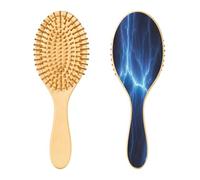 SKYSHU Thunder Lightning - Cepillo de madera natural con cómodas cerdas de madera, cepillo ovalado para desenredar y peinar para mujeres, hombres y niños, todo tipo de cabello (cabello seco y dañado)