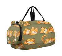 SKYSHU Tiger - Bolsa grande impermeable para fin de semana, correa de hombro desmontable, bolsa de gimnasio con compartimento para zapatos y bolsillo húmedo