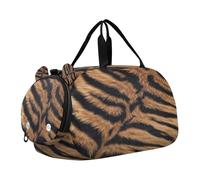 SKYSHU Tiger Skin - Bolsa grande impermeable para fin de semana, correa de hombro desmontable, bolsa de gimnasio con compartimento para zapatos y bolsillo húmedo