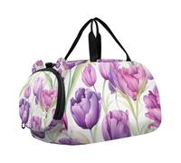SKYSHU Tulip - Bolsa grande impermeable para el fin de semana, correa de hombro desmontable, bolsa de gimnasio con compartimento para zapatos y bolsillo húmedo