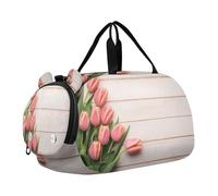 SKYSHU Tulip - Bolsa grande impermeable para el fin de semana, correa de hombro desmontable, bolsa de gimnasio con compartimento para zapatos y bolsillo húmedo
