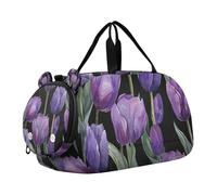 SKYSHU Tulip - Bolsa grande impermeable para el fin de semana, correa de hombro desmontable, bolsa de gimnasio con compartimento para zapatos y bolsillo húmedo