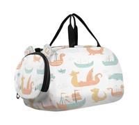 SKYSHU Viking Dragon Ship - Bolsa grande impermeable para fin de semana, correa de hombro desmontable, bolsa de gimnasio con compartimento para zapatos y bolsillo húmedo