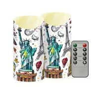 SKYSHU World Classic - Juego de 2 velas sin llama con temporizador remoto, impermeables, ajustables, de larga duración, funcionan con pilas, para decoración del hogar, fiestas, vacaciones, tamaño