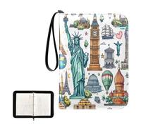 SKYSHU World Classic Landmarks - Carpeta portátil de 4 bolsillos para tarjetas de intercambio, álbum para 400 tarjetas con 50 fundas extraíbles, carpeta impermeable con cremallera para colección de