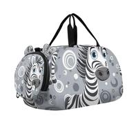 SKYSHU Zebra - Bolsa grande impermeable para fin de semana, correa de hombro desmontable, bolsa de gimnasio con compartimento para zapatos y bolsillo húmedo