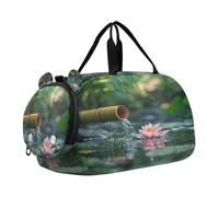 SKYSHU Zen Basalt Garden - Bolsa grande impermeable para fin de semana, correa de hombro desmontable, bolsa de gimnasio con compartimento para zapatos y bolsillo húmedo