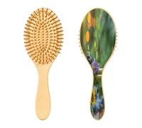 SKYSHU Zen Basalt Garden - Cepillo de pelo de madera natural con cómodas cerdas de madera, cepillo ovalado para desenredar y peinar, para mujeres, hombres y niños, todo tipo de cabello (cabello seco y