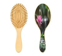 SKYSHU Zen Basalt Garden - Cepillo de pelo de madera natural con cómodas cerdas de madera, cepillo ovalado para desenredar y peinar, para mujeres, hombres y niños, todo tipo de cabello (cabello seco y