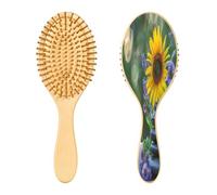 SKYSHU Zen Basalt Garden - Cepillo de pelo de madera natural con cómodas cerdas de madera, cepillo ovalado para desenredar y peinar, para mujeres, hombres y niños, todo tipo de cabello (cabello seco y
