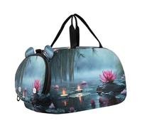 SKYSHU Zen Basalt Stones - Bolsa grande impermeable para el fin de semana, correa de hombro desmontable, bolsa de gimnasio con compartimento para zapatos y bolsillo húmedo