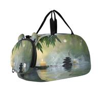 SKYSHU Zen Basalt Stones - Bolsa grande impermeable para el fin de semana, correa de hombro desmontable, bolsa de gimnasio con compartimento para zapatos y bolsillo húmedo