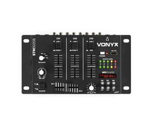 Skytec STM3020B Mezclador DJ 6 canales con USB y reproductor MP3 | Ecualización por canal, múltiples entradas de audio, controles intuitivos, para eventos y DJs