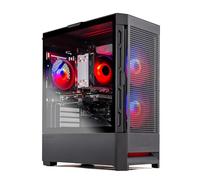 Skytech Blaze4 Mini Gaming PC Ryzen 5 9600X 3,9 GHz (5,4 GHz Turbo Boost), AMD RX 7600 8 GB GDDR6, 1TB SSD, 16 GB DDR5 RAM 5200, 650 W, Oro, PSU, WLAN, Win 11 Home
