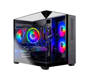 Skytech Gaming PC Crystal Gaming AMD Ryzen 5 5500, 3,6 GHz, NVIDIA RTX 5050 8GB, SSD NVMe de 1 TB, 16GB DDR4 RAM 3200, 650W, Oro, PSU, WLAN, Win 11, PC para Juegos