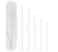 Skythrive 5 Pieces Agujas de Abalorios Plegable, Agujas de Acero Inoxidable con Ojo Grande, para Hacer Pulseras y Joyas, Hilo Elástico y Cosas para Crear Accesorios, 5 Tamaños Agujas para Cuentas