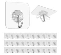 Skythrive Ganchos Adhesivos para Pared, 30 Ganchos Transparentes Resistentes al Agua, Multiusos para Toallas, Abrigos, Llaves y Utensilios de Cocina (Max 10kg)