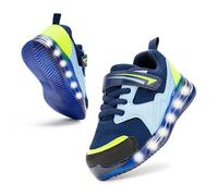 SKYWHEEL Zapatillas de tenis con luces LED intermitentes para niños y niñas, Zapatos con luz azul para niño, 11 Little Kid