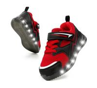SKYWHEEL Zapatillas de tenis con luces LED intermitentes para niños y niñas, Zapatos con luz roja para niños, 9 Toddler
