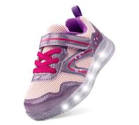 SKYWHEEL Zapatillas de tenis con luces LED intermitentes para niños y niñas, Zapatos con luz rosa para niñas, 11 Little Kid